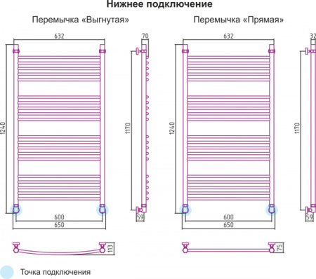 Полотенцесушитель водяной Сунержа БОГЕМА+ 00-0220-1260 1200х600 
