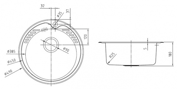Мойка кухонная из нержавеющей стали IDDIS SUNO SUN49S0i77 49*49 см.  Мойка кухонная из нержавеющей стали IDDIS SUNO SUN49S0i77 49*49 см.