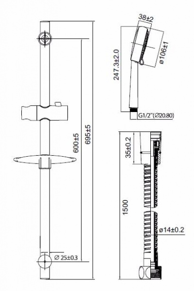 Гарнитур душевой IDDIS AQUAJOY AQU3F00I16  