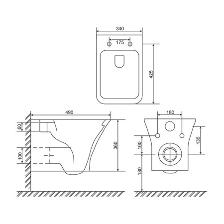 Унитаз навесной Mirsant QUADRO   