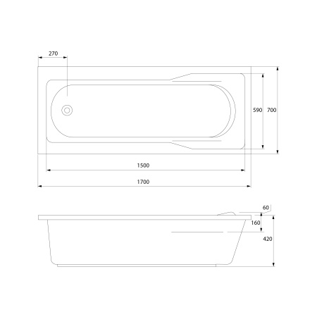 Ванна акриловая Cersanit SANTANA 63324 160x70 см. 