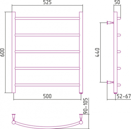 Полотенцесушитель электрический Стилье №40 00540-6050 600х500 