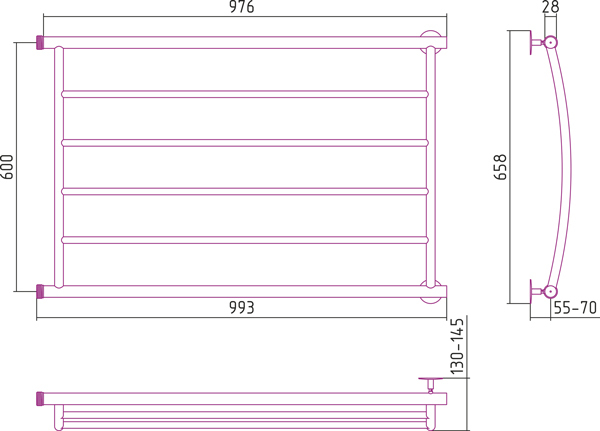Полотенцесушитель водяной Стилье МИНОР 00602-6010 600х1000 