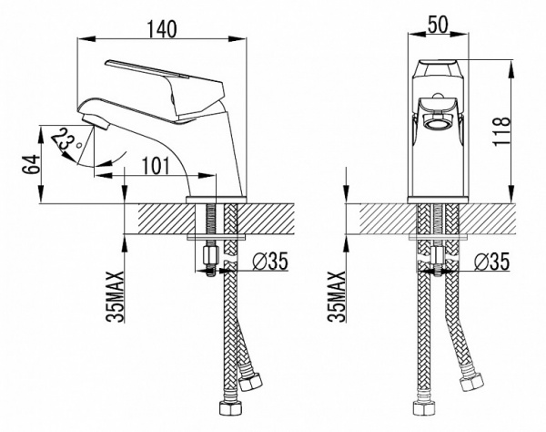 Смеситель Milardo NELSON NELSB00M01 для раковины  Смеситель Milardo NELSON NELSB00M01 для раковины