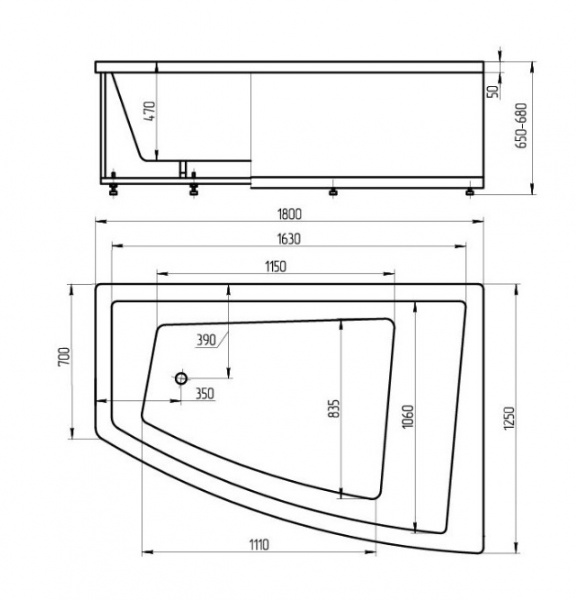 Ванна акриловая Aquatek ОРАКУЛ   