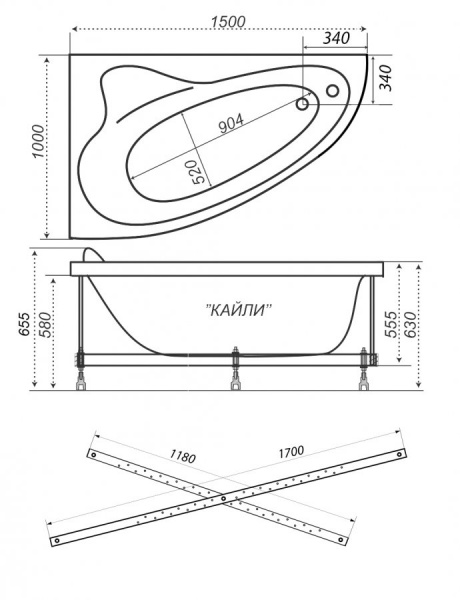 Ванна акриловая Triton КАЙЛИ  150x100 см. левая  Ванна акриловая Triton КАЙЛИ  150x100 см. левая