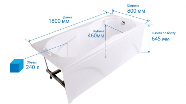 Ванна акриловая Triton ЦЕЗАРЬ  180x80 см.  Ванна акриловая Triton ЦЕЗАРЬ  180x80 см.