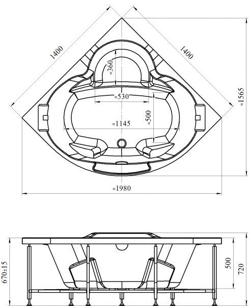 Ванна акриловая Radomir СОРРЕНТО   