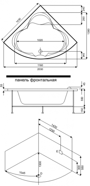 Ванна акриловая BAS ХАТИВА В 00042  