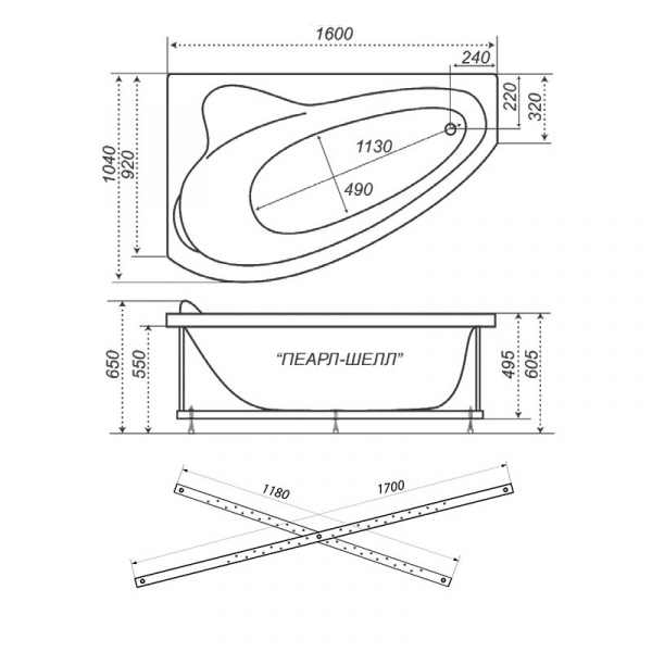 Ванна акриловая Triton ПЕАРЛ-ШЕЛЛ  163x104 см. левая  Ванна акриловая Triton ПЕАРЛ-ШЕЛЛ  163x104 см. левая
